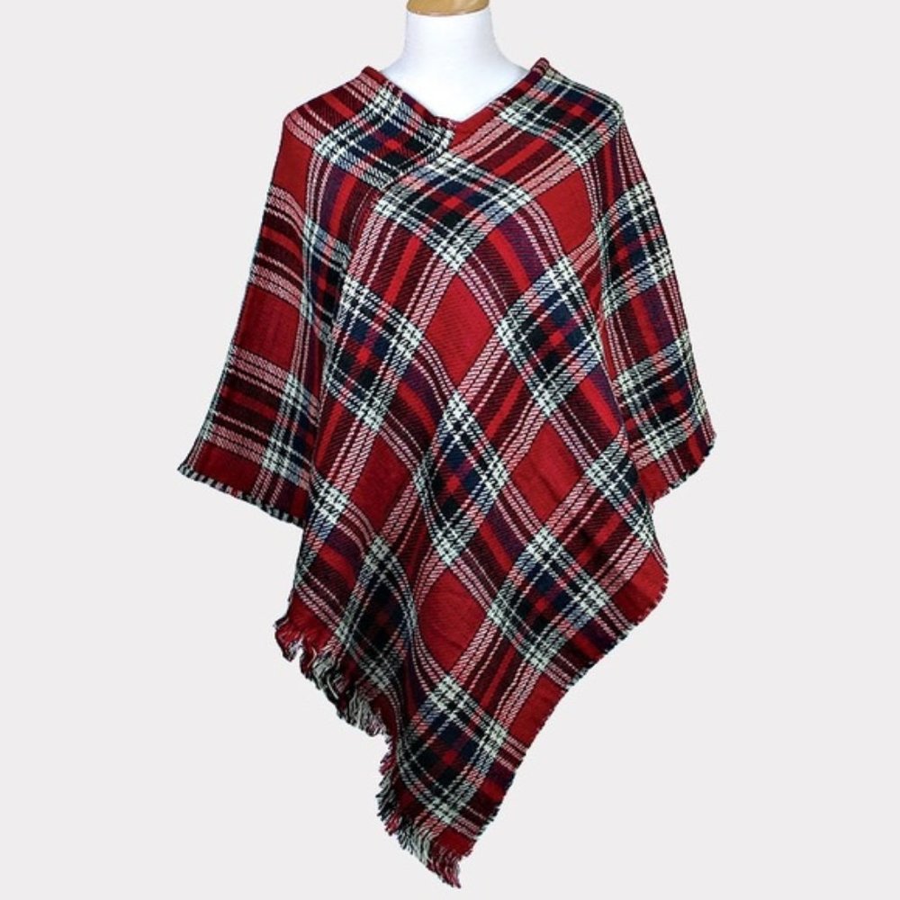 Red Plaid Poncho